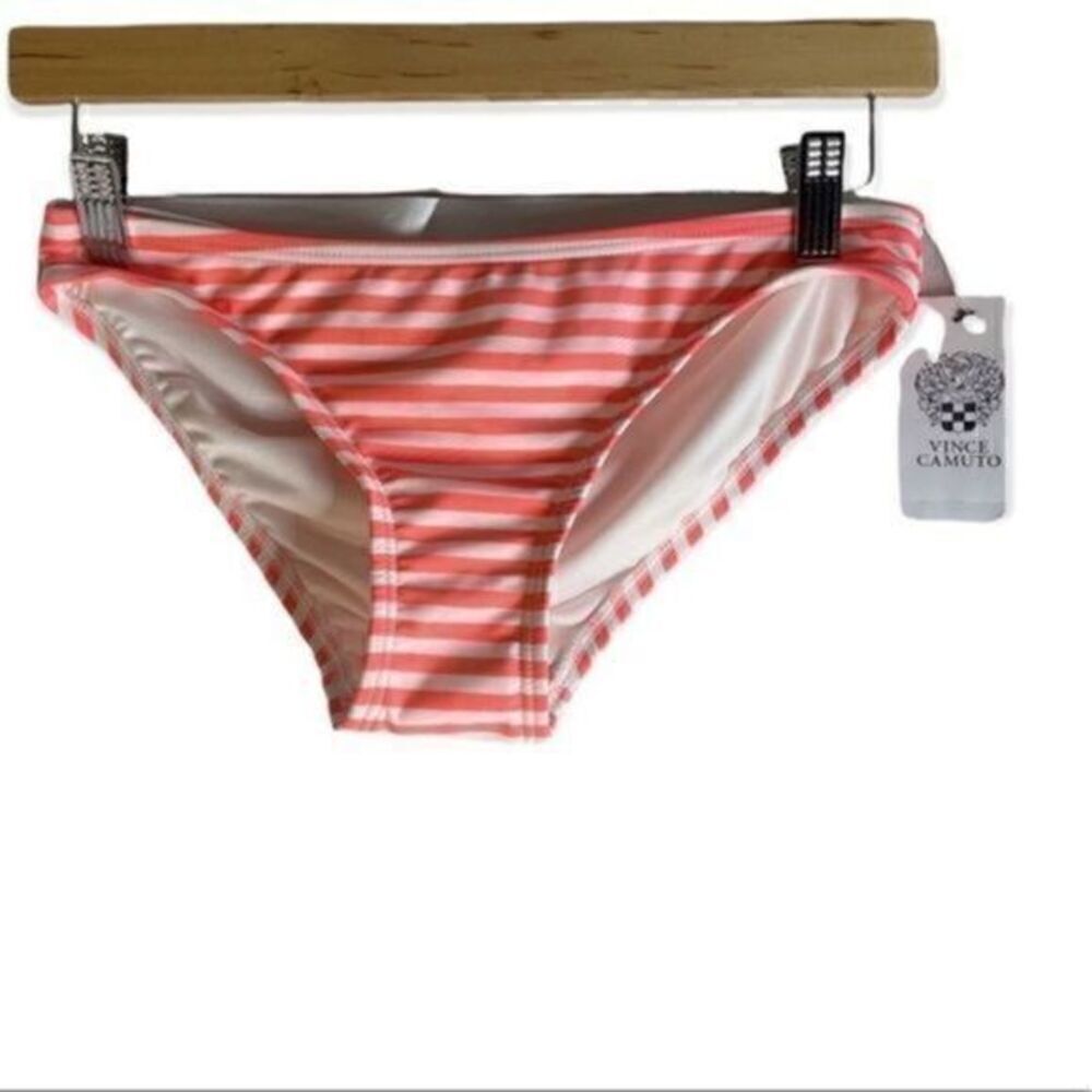 Vince Camuto Bikini Bottoms Extra Small Pink White Stripe